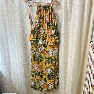FARM Rio Yellow and Green Backless Dress